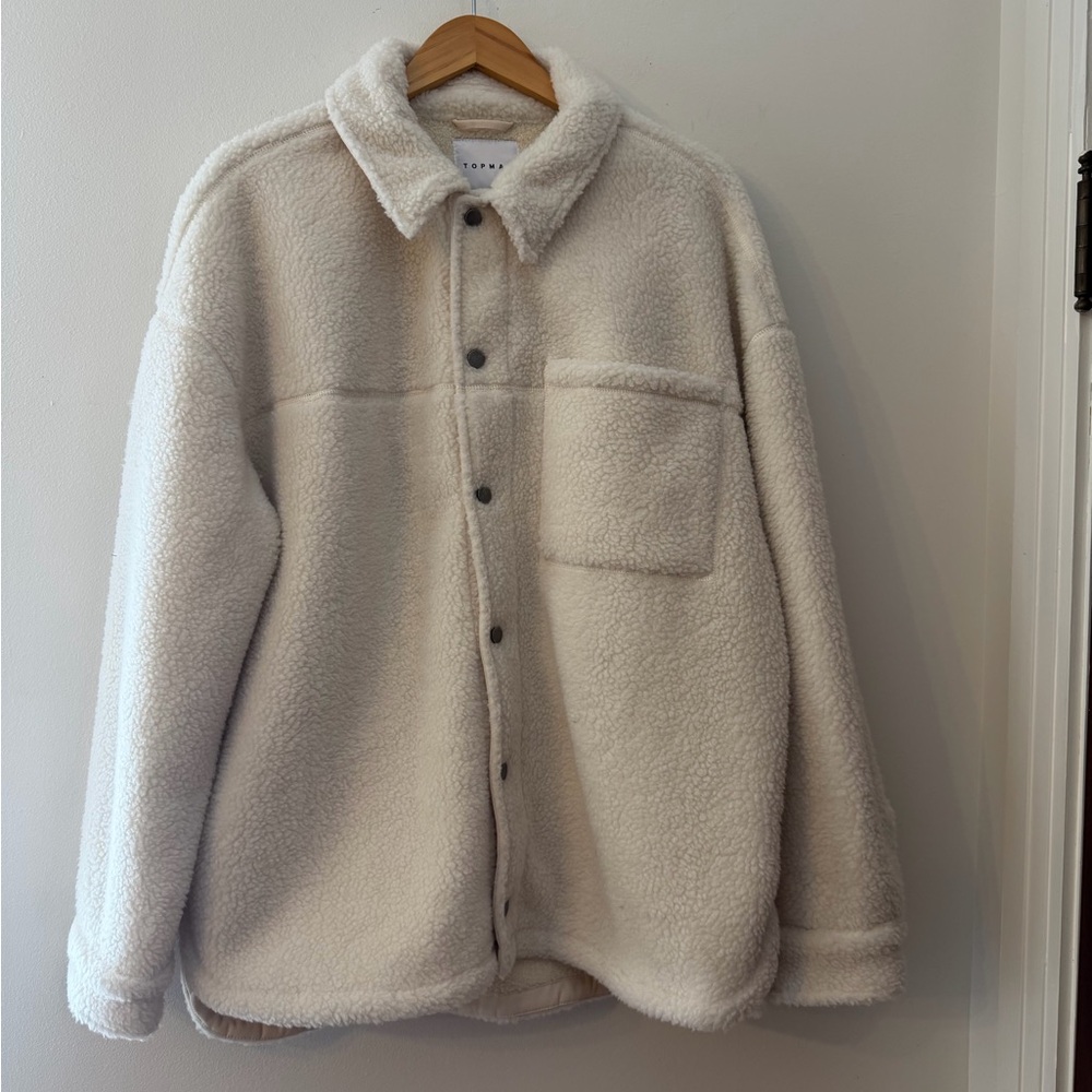 Topman Off-White Sherpa Shirt Jacket
